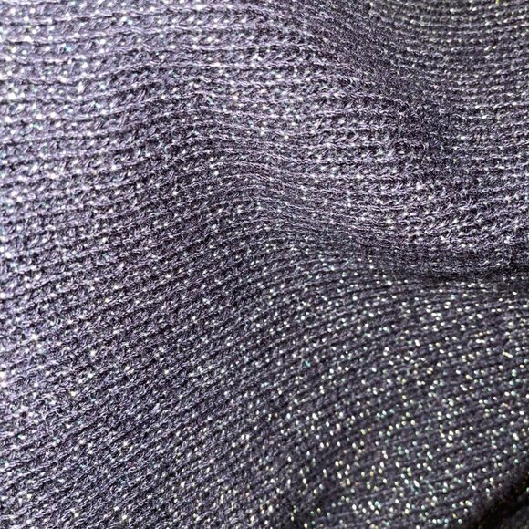 Vintage Womens Duster Sweater Size XL Deep Navy Green Metallic Handmade Casual - Picture 16 of 16